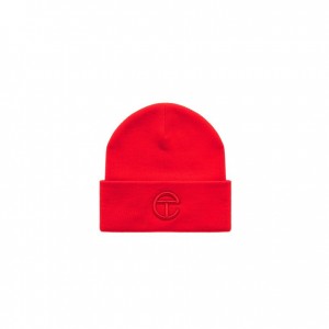 Bonnet Telfar Beanie Embroidered C Rouge | FREX3035
