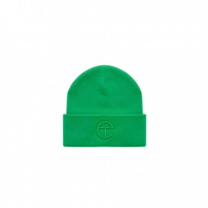 Bonnet Telfar Beanie Embroidered F Vert | FRYU3032