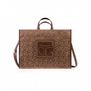 Sacs Telfar Monogram Large Jacquard Marron | FRWY3547