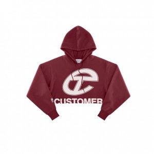 Sweat a Capuche Telfar Crop Bordeaux | FRRW3247