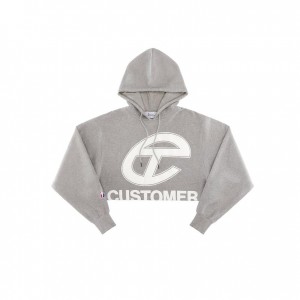 Sweat a Capuche Telfar Crop Grise | FRTV3246