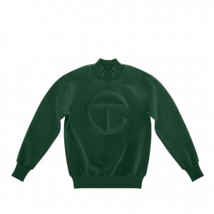 Sweat a Capuche Telfar Embossed Mockneck Vert Olive Foncé | FREX3204