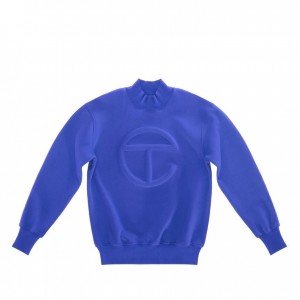 Sweat a Capuche Telfar Embossed Mockneck Bleu | FROR3198