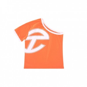 T Shirts Telfar Half Orange Blanche | FRQZ3419