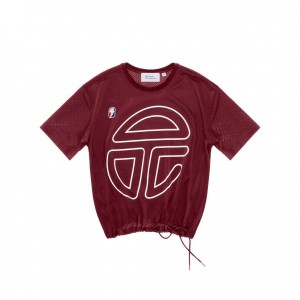 T Shirts Telfar Mesh Drawstring Bordeaux | FRGL3423