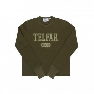 T Shirts Telfar Thumbhole Thermal Vert Olive | FRXF3398