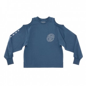 T Shirts Telfar Triple Long Sleeve Bleu Marine | FREX3417