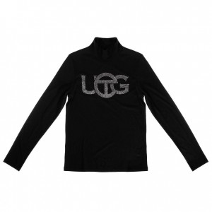 T Shirts Telfar x UGG Crystal Logo Mockneck Noir | FRHK3404