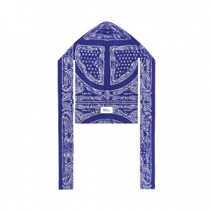 Écharpe Telfar Scarf Bandana Print Durag Bleu Blanche | FRTV3149